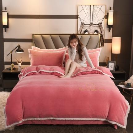 91家纺网 家纺一手货源 找家纺 爱洛家纺2021新款牛奶绒四件套 少女-粉