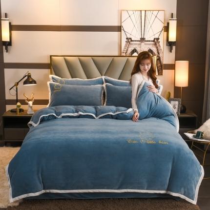 91家纺网 家纺一手货源 找家纺 爱洛家纺2021新款牛奶绒四件套 梦想-蓝