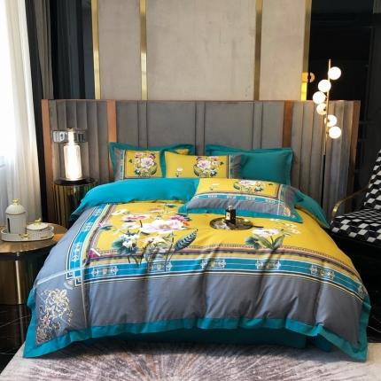 91家纺网 家纺一手货源 找家纺 朵美 2021新款100支全棉双股磨毛印花系列四件套 花月夜