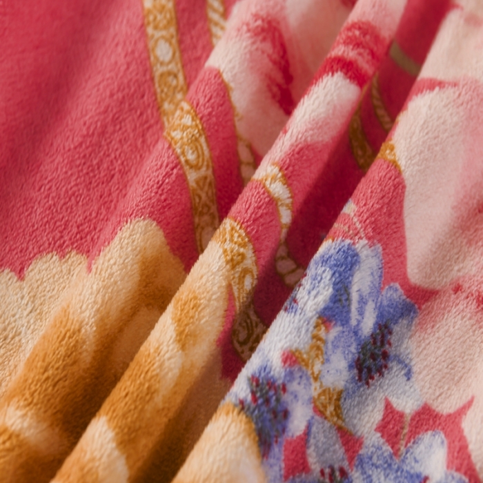 91家纺网 家纺一手货源 找家纺 爱洛家纺2021新款金貂绒四件套 百花争艳-粉