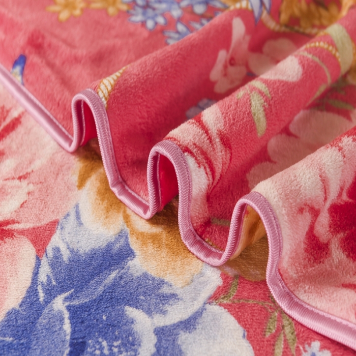 91家纺网 家纺一手货源 找家纺 爱洛家纺2021新款金貂绒四件套 百花争艳-粉