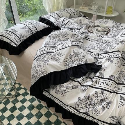 91家纺网 家纺一手货源 找家纺 花伞 2021新款韩版小清新格子碎花锦棉四件套 浮世梦