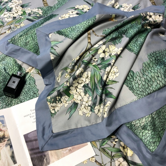 91家纺网 家纺一手货源 找家纺 朵美2021新款100支全棉双股磨毛印花系列四件套森美（灰）