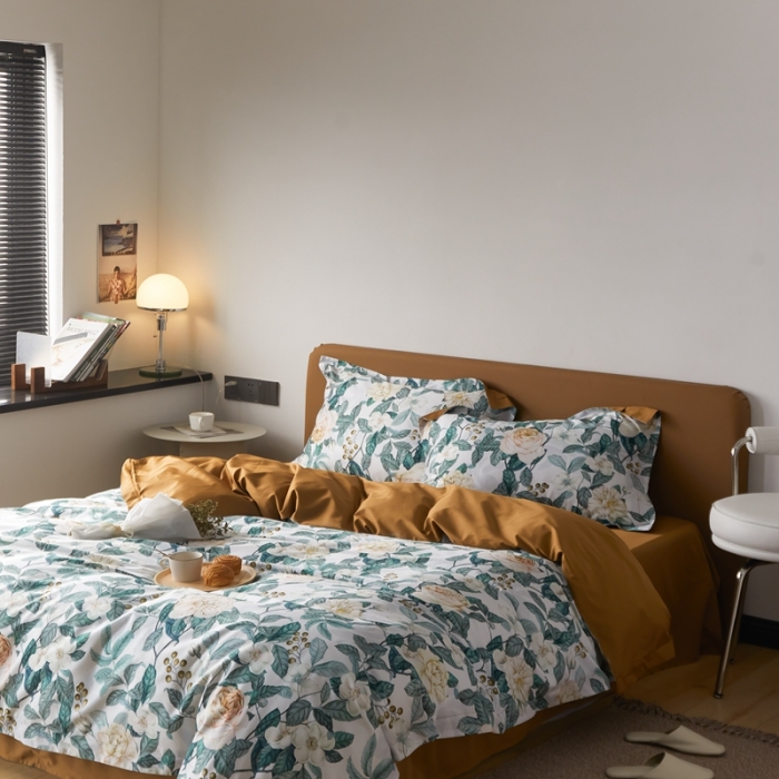 91家纺网 家纺一手货源 找家纺 优然居 2021新款60支数码印花宽边四件套 贝弗利白