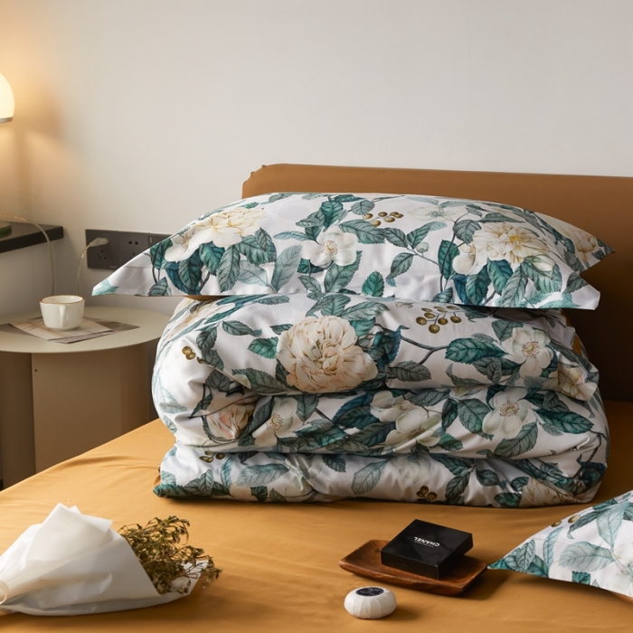 91家纺网 家纺一手货源 找家纺 优然居 2021新款60支数码印花宽边四件套 贝弗利白