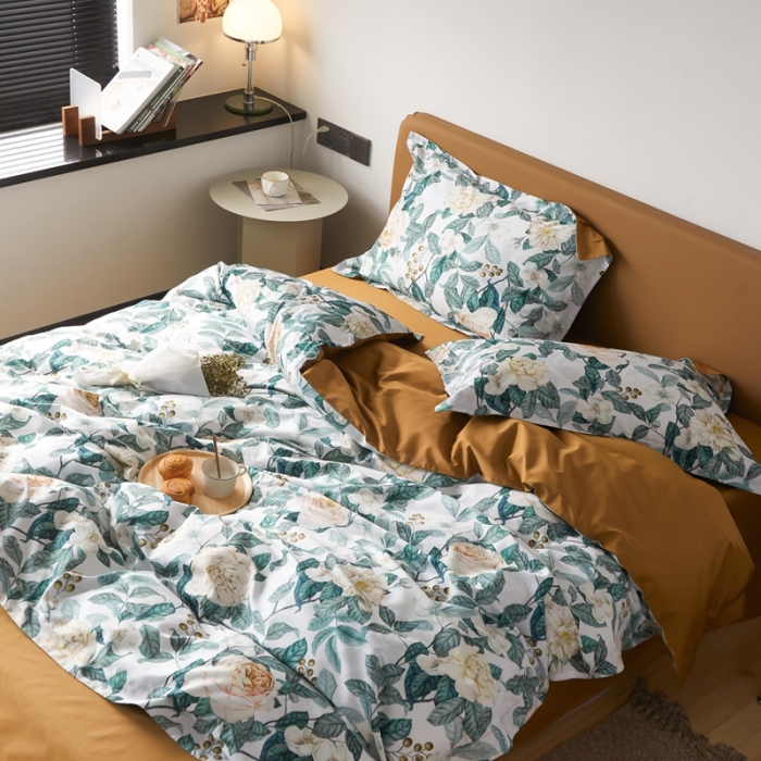 91家纺网 家纺一手货源 找家纺 优然居 2021新款60支数码印花宽边四件套 贝弗利白