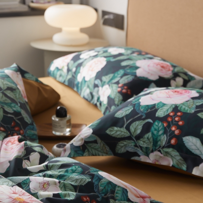 91家纺网 家纺一手货源 找家纺 优然居 2021新款60支数码印花宽边四件套 贝弗利黑