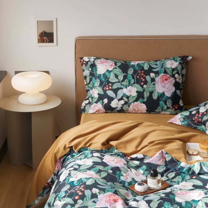 91家纺网 家纺一手货源 找家纺 优然居 2021新款60支数码印花宽边四件套 贝弗利黑