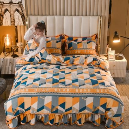 91家纺网 家纺一手货源 找家纺 爱洛家纺2021新款金貂绒四件套 几何