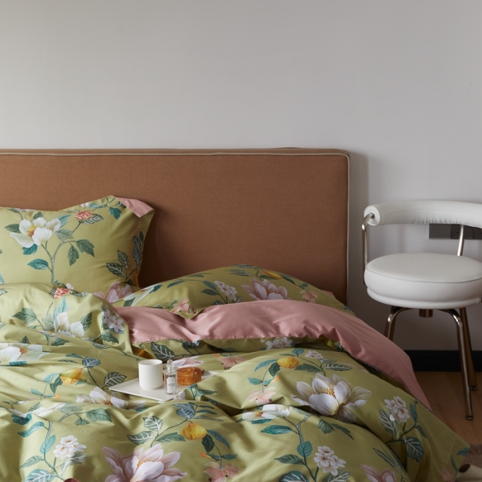 91家纺网 家纺一手货源 找家纺 优然居 2021新款60支数码印花宽边四件套 格蕾丝绿