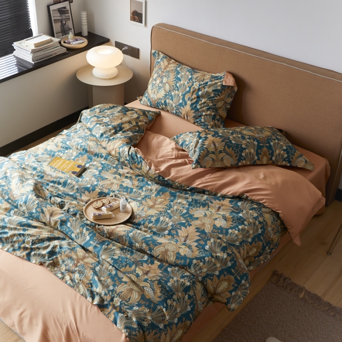 91家纺网 家纺一手货源 找家纺 优然居 2021新款60支数码印花宽边四件套 劳琳达