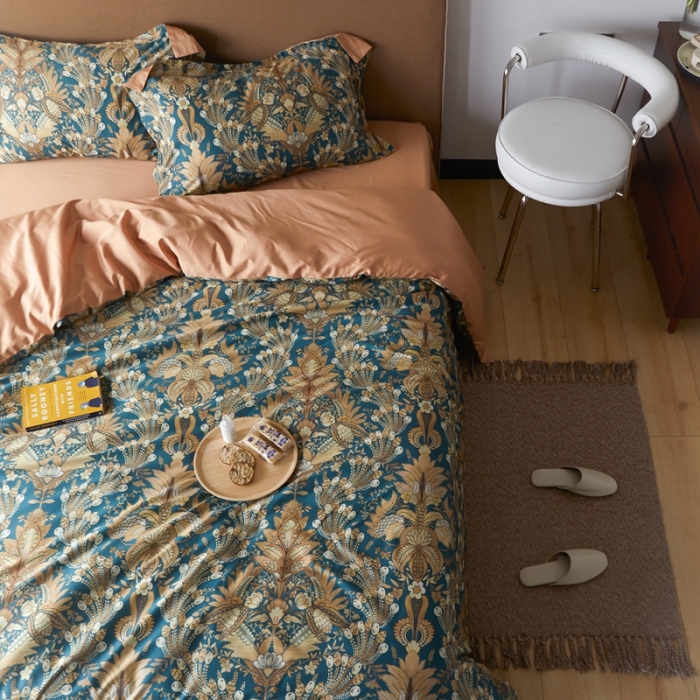 91家纺网 家纺一手货源 找家纺 优然居 2021新款60支数码印花宽边四件套 劳琳达