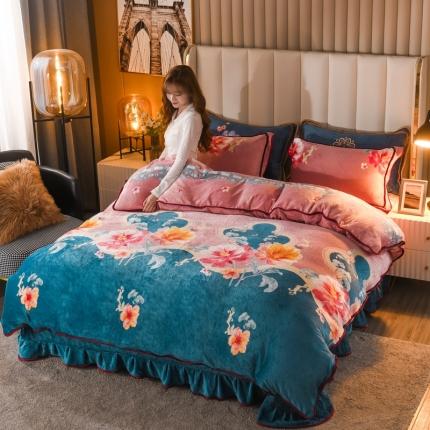 爱洛家纺2021新款金貂绒四件套 繁花似锦