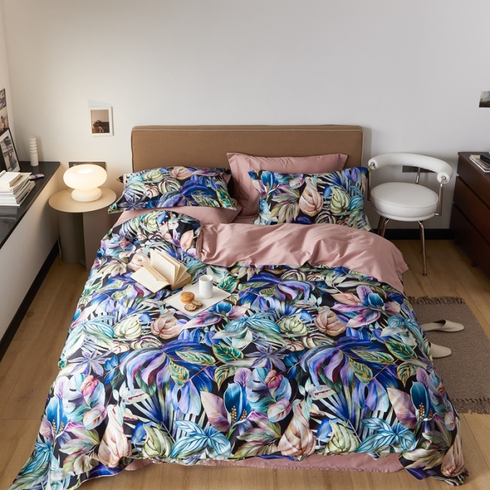 91家纺网 家纺一手货源 找家纺 优然居 2021新款60支数码印花宽边四件套 玛姬