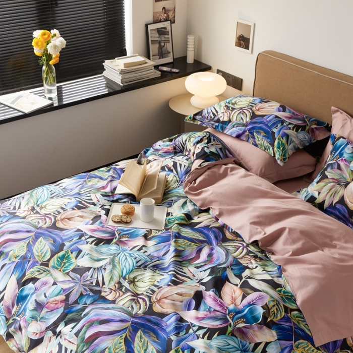 91家纺网 家纺一手货源 找家纺 优然居 2021新款60支数码印花宽边四件套 玛姬