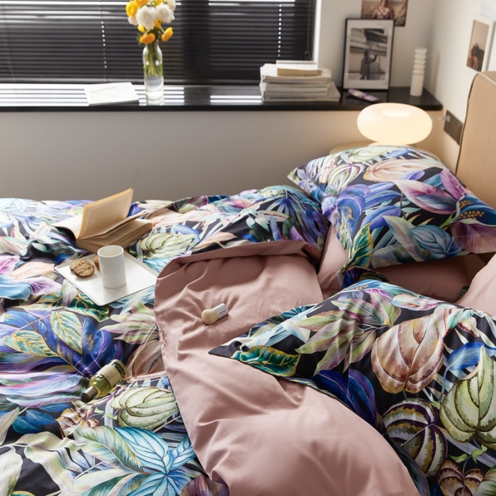 91家纺网 家纺一手货源 找家纺 优然居 2021新款60支数码印花宽边四件套 玛姬