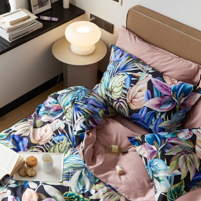 91家纺网 家纺一手货源 找家纺 优然居 2021新款60支数码印花宽边四件套 玛姬