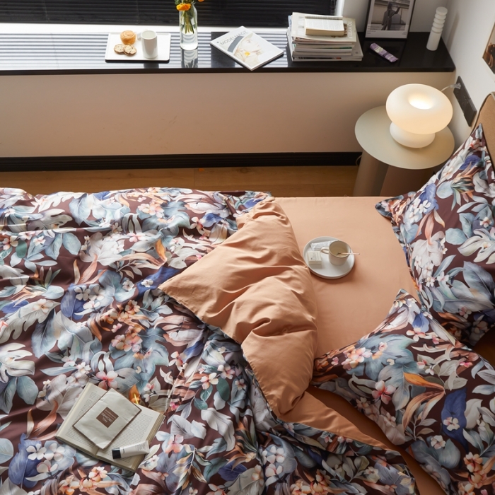 91家纺网 家纺一手货源 找家纺 优然居 2021新款60支数码印花宽边四件套 玛丽琳