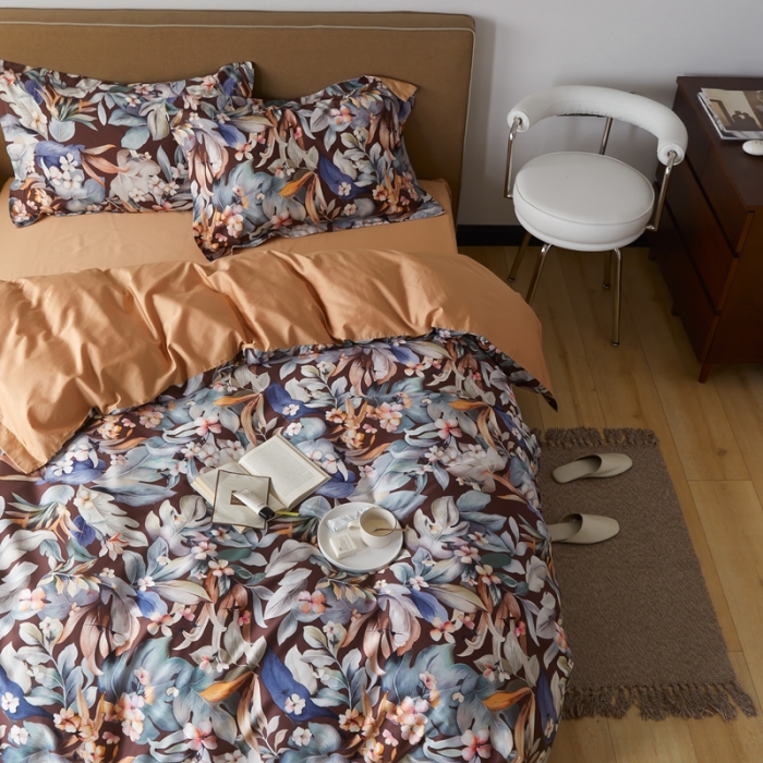 91家纺网 家纺一手货源 找家纺 优然居 2021新款60支数码印花宽边四件套 玛丽琳