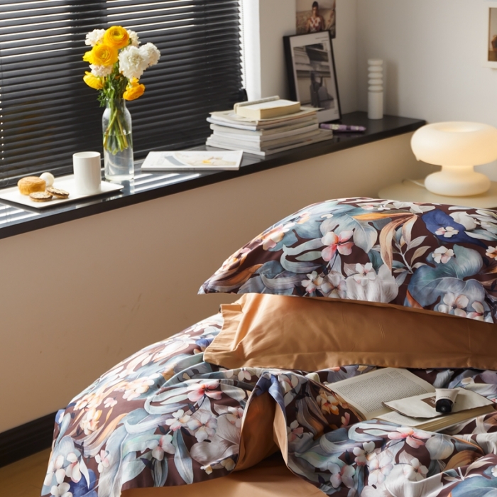 91家纺网 家纺一手货源 找家纺 优然居 2021新款60支数码印花宽边四件套 玛丽琳