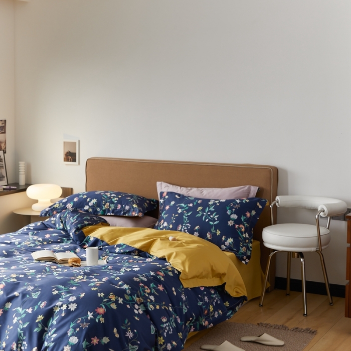 91家纺网 家纺一手货源 找家纺 优然居 2021新款60支数码印花宽边四件套 温妮兰