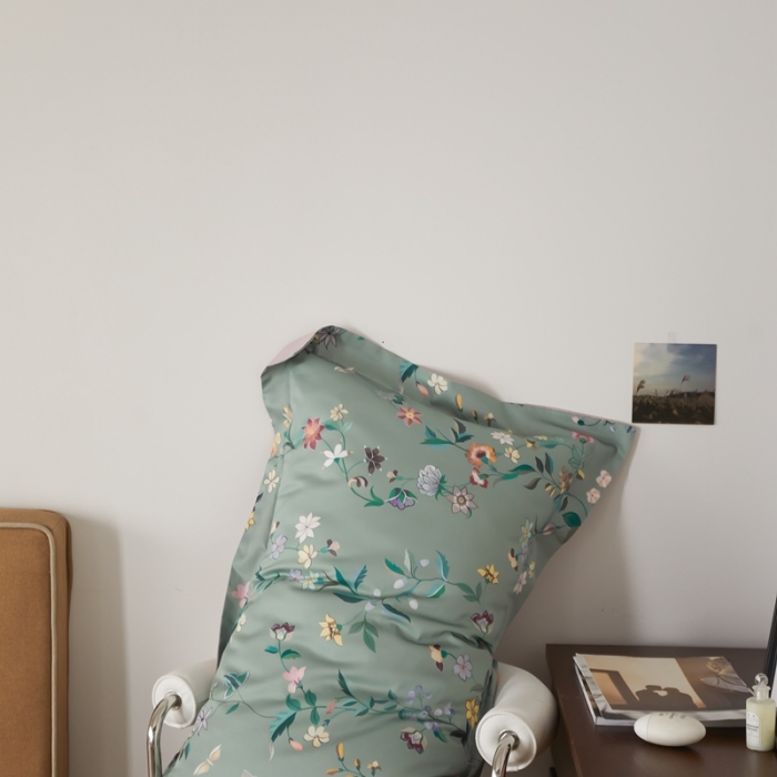 91家纺网 家纺一手货源 找家纺 优然居 2021新款60支数码印花宽边四件套 温妮绿