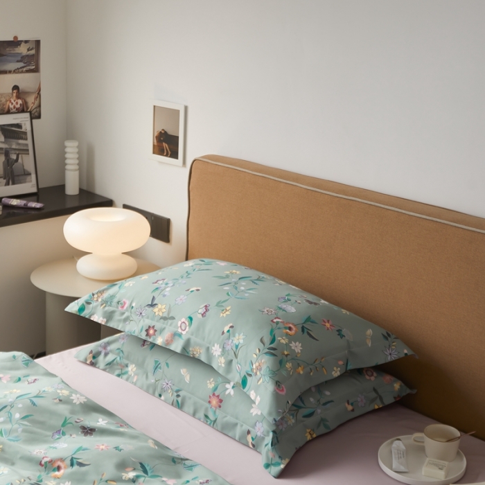 91家纺网 家纺一手货源 找家纺 优然居 2021新款60支数码印花宽边四件套 温妮绿