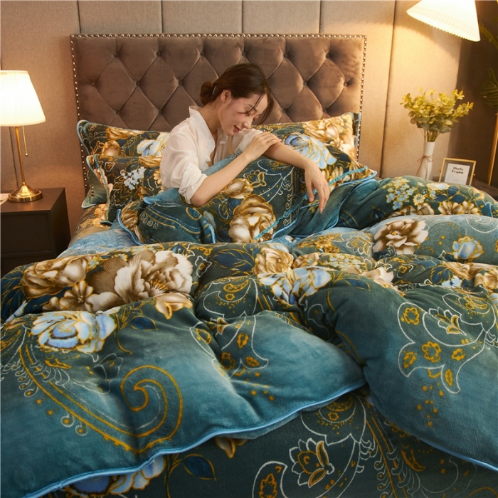 91家纺网 家纺一手货源 找家纺 爱洛家纺2021新款金貂绒四件套 绿野仙踪