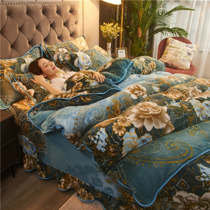 91家纺网 家纺一手货源 找家纺 爱洛家纺2021新款金貂绒四件套 绿野仙踪