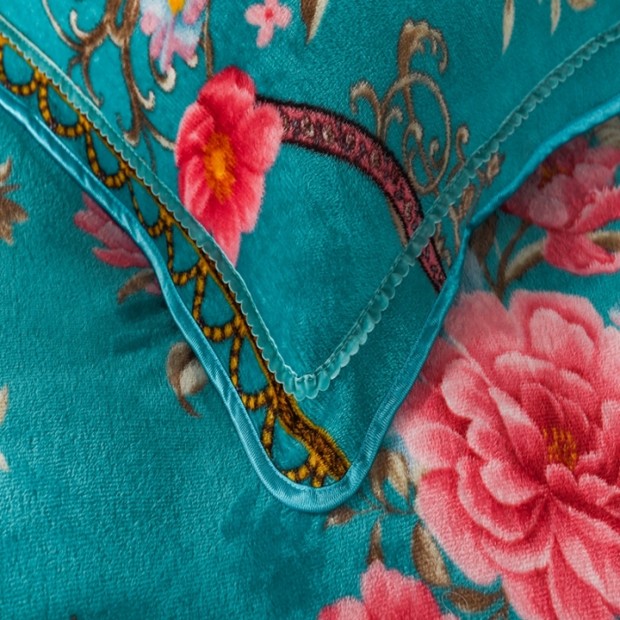 91家纺网 家纺一手货源 找家纺 爱洛家纺2021新款金貂绒四件套 鸟语花香-蓝