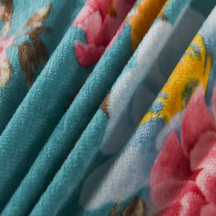 91家纺网 家纺一手货源 找家纺 爱洛家纺2021新款金貂绒四件套 鸟语花香-蓝