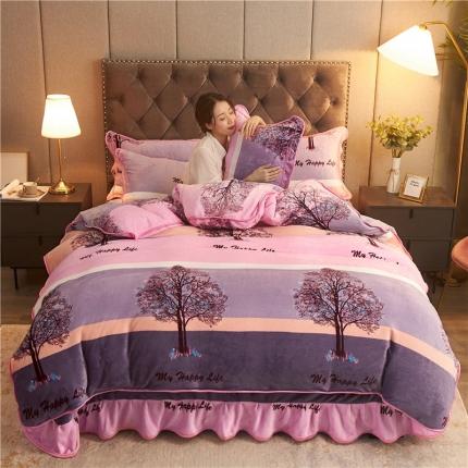 爱洛家纺2021新款金貂绒四件套 幸福树