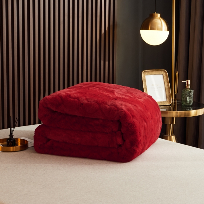 91家纺网 家纺一手货源 找家纺 凯轩毛毛毯毯子 仿裘皮毛毛毯毯子 大红