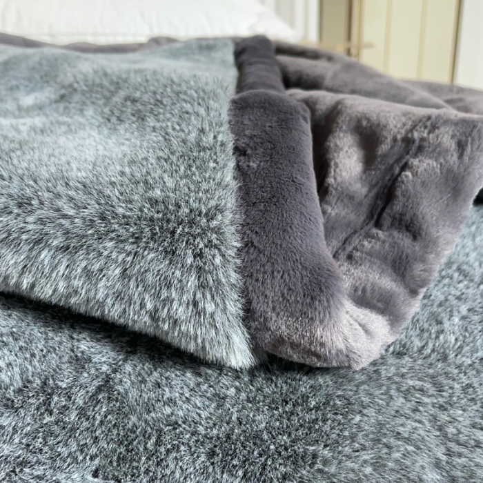 91家纺网 家纺一手货源 找家纺 凯轩毛毛毯毯子 2024新款仿雪狐毛皮毛毛毯毯子 雪狐青