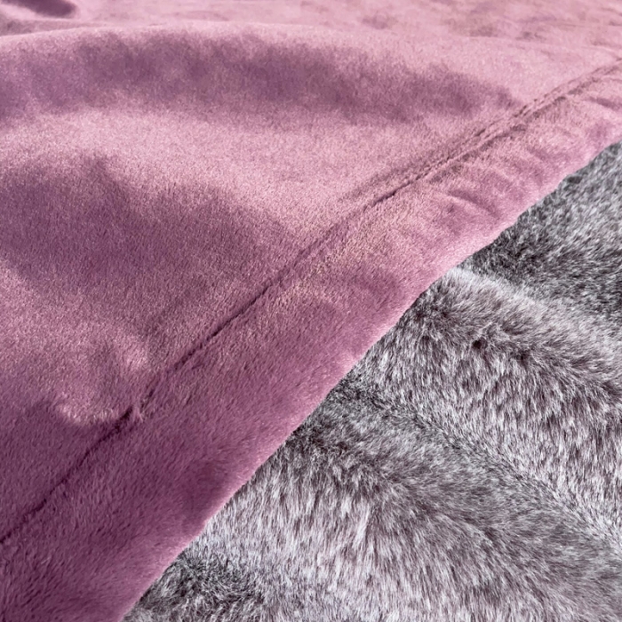 91家纺网 家纺一手货源 找家纺 凯轩毛毛毯毯子 2024新款仿雪狐毛皮毛毛毯毯子 雪狐紫
