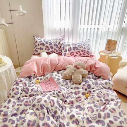 91家纺网 家纺一手货源 找家纺 （总）圆岛 2021新款高克重牛奶绒ins小清新四件套