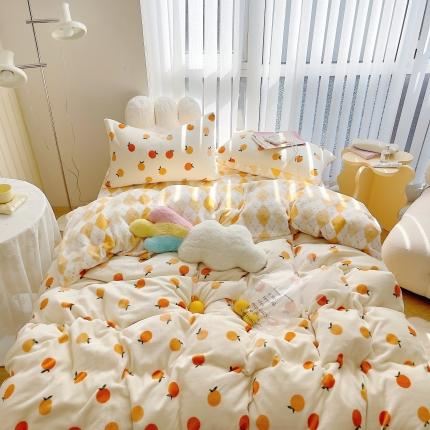 91家纺网 家纺一手货源 找家纺 （总）圆岛 2021新款高克重牛奶绒ins小清新四件套