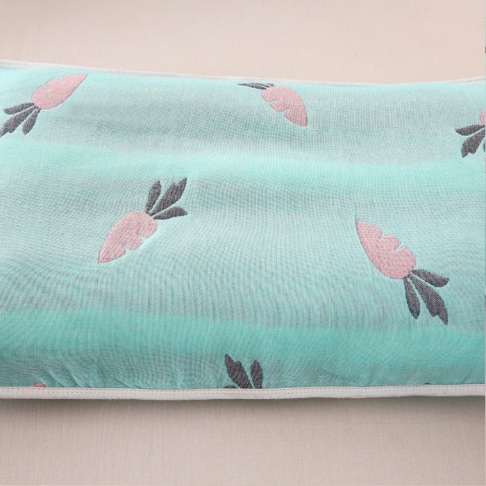 91家纺网 家纺一手货源 找家纺 朴尔-2021年全棉卡通六层纱布儿童枕套 多彩胡萝卜兰30X50cm