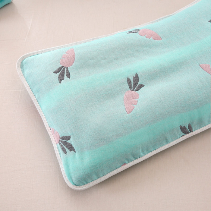 91家纺网 家纺一手货源 找家纺 朴尔-2021年全棉卡通六层纱布儿童枕套 多彩胡萝卜兰30X50cm