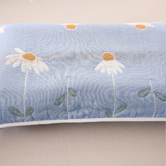 91家纺网 家纺一手货源 找家纺 朴尔-2021年全棉卡通六层纱布儿童枕套 一米阳光兰40X60cm