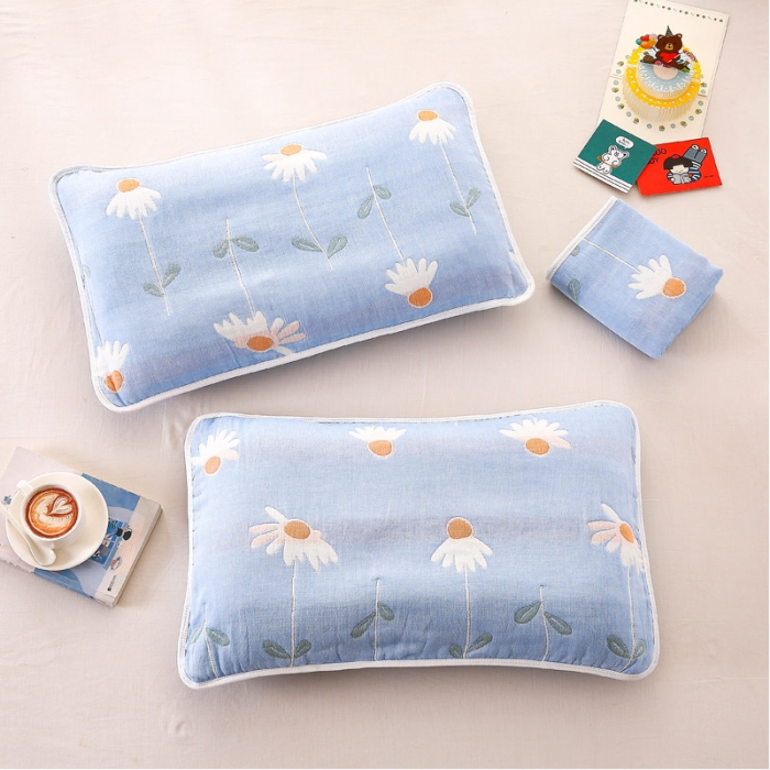 91家纺网 家纺一手货源 找家纺 朴尔-2021年全棉卡通六层纱布儿童枕套 一米阳光兰40X60cm