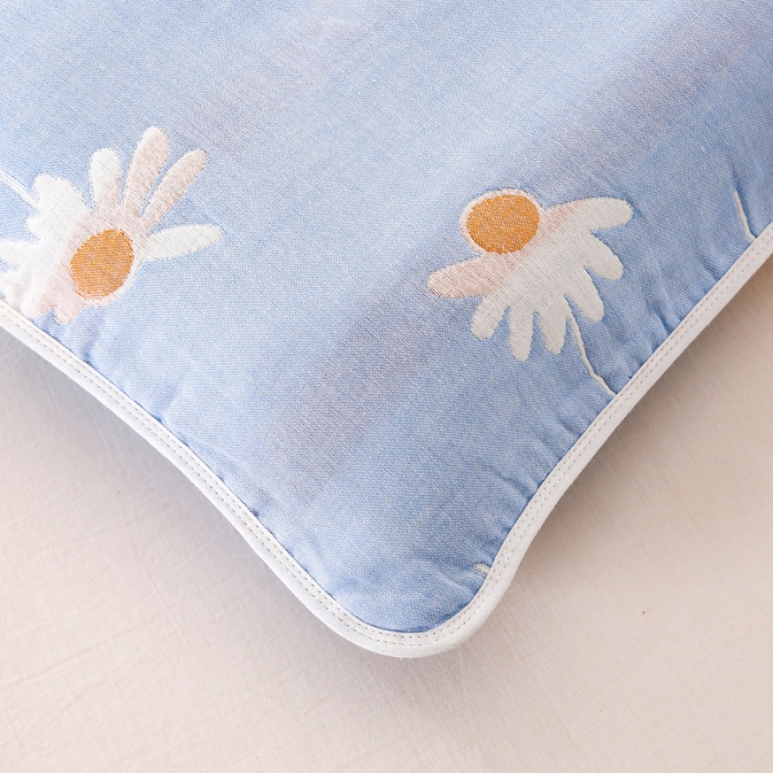 91家纺网 家纺一手货源 找家纺 朴尔-2021年全棉卡通六层纱布儿童枕套 一米阳光兰40X60cm
