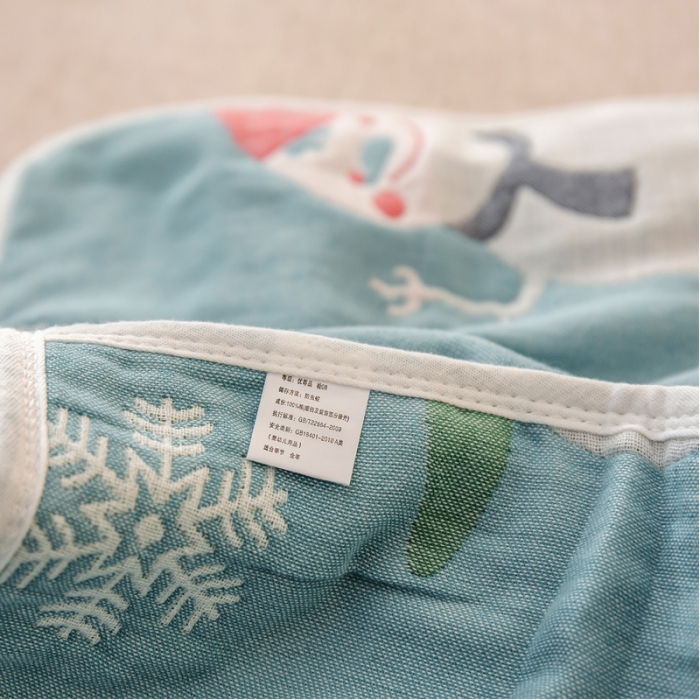 91家纺网 家纺一手货源 找家纺 朴尔 2021年新款全棉六层纱布儿童枕套 雪人兰-40X60cm