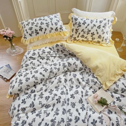 91家纺网 家纺一手货源 找家纺 （总）圆岛 2021新款法式浪漫牛奶绒四件套