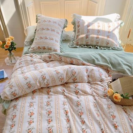 91家纺网 家纺一手货源 找家纺 （总）圆岛 2021新款法式浪漫牛奶绒四件套