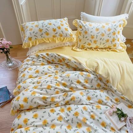 91家纺网 家纺一手货源 找家纺 （总）圆岛 2021新款法式浪漫牛奶绒四件套