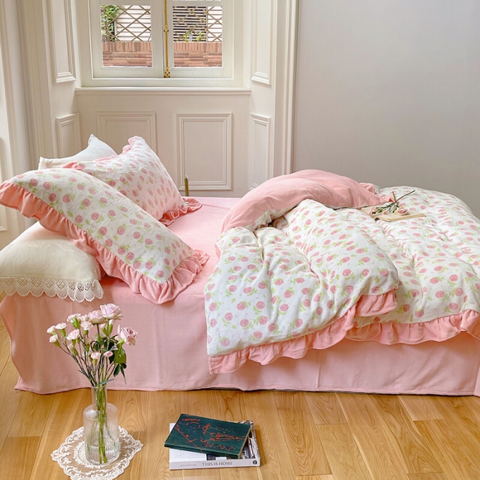 91家纺网 家纺一手货源 找家纺 （总）圆岛 2021新款法式浪漫牛奶绒四件套