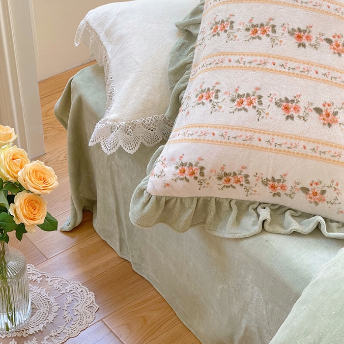 91家纺网 家纺一手货源 找家纺 圆岛 2021新款法式浪漫牛奶绒四件套 芊芊 枝绿