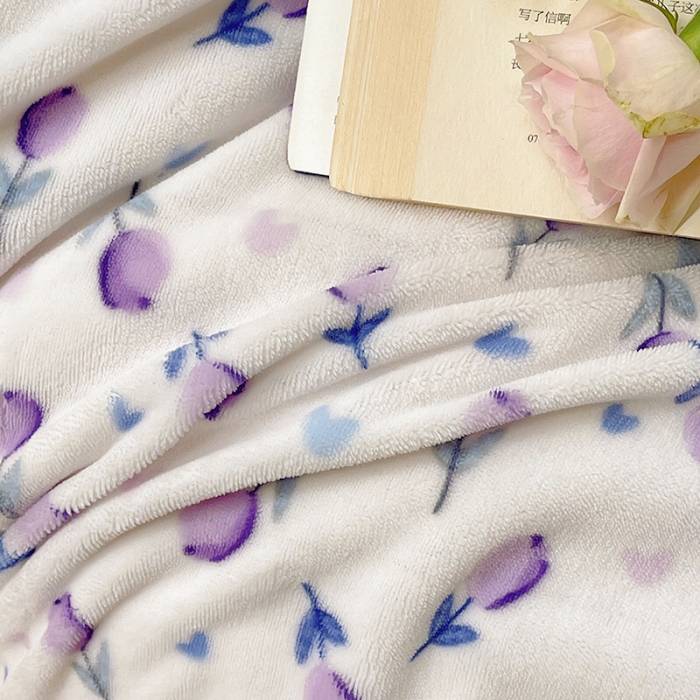 91家纺网 家纺一手货源 找家纺 圆岛 2021新款法式浪漫牛奶绒四件套 郁金香 紫