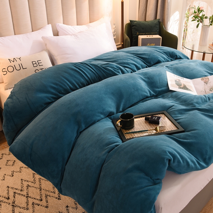 91家纺网 家纺一手货源 找家纺 （总）甜之梦 2025牛奶绒纯色拼色单品四件套被套（可定制尺寸）